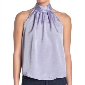 Sweet Rain Shiny Halter back Buttoned Top (Sz S)